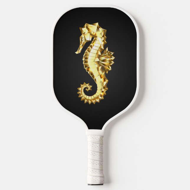 Gold Polygonal Seahorse Pickleball Paddle (Front)