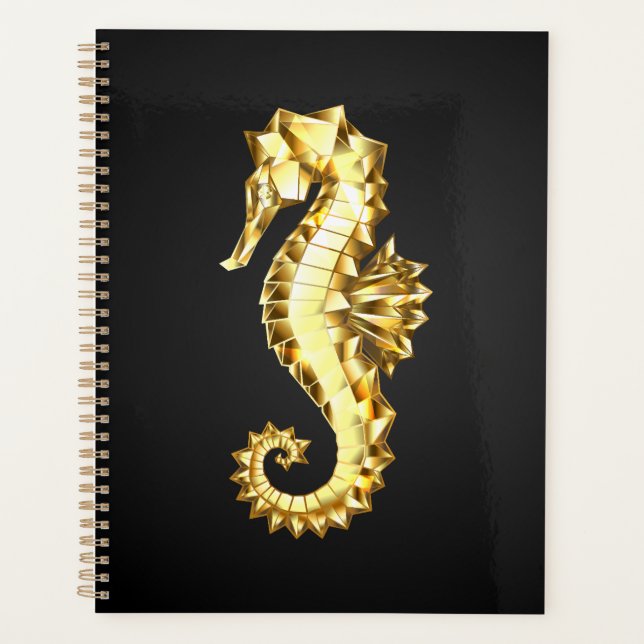 Gold Polygonal Seahorse Planner (Front)