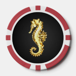 Gold Polygonal Seahorse Poker Chips