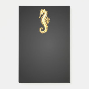 Gold Polygonal Seahorse Post-it Notes