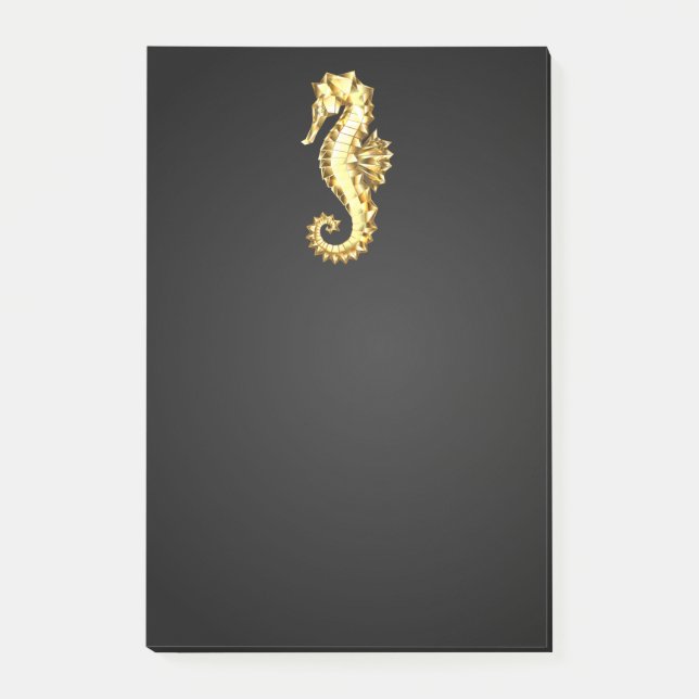 Gold Polygonal Seahorse Post-it Notes (Front)