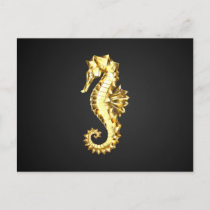Gold Polygonal Seahorse Postcard