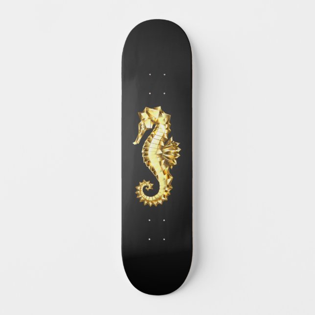 Gold Polygonal Seahorse Skateboard (Front)