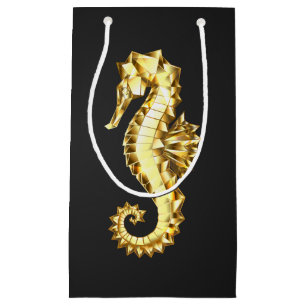 Gold Polygonal Seahorse Small Gift Bag