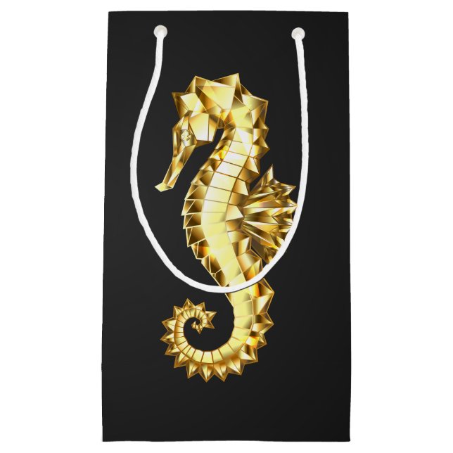 Gold Polygonal Seahorse Small Gift Bag (Front)