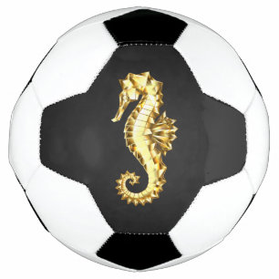 Gold Polygonal Seahorse Soccer Ball