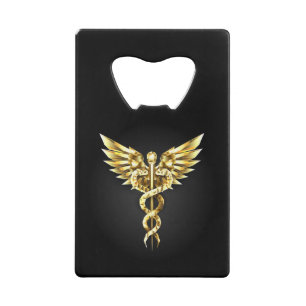 Gold Polygonal Symbol Caduceus