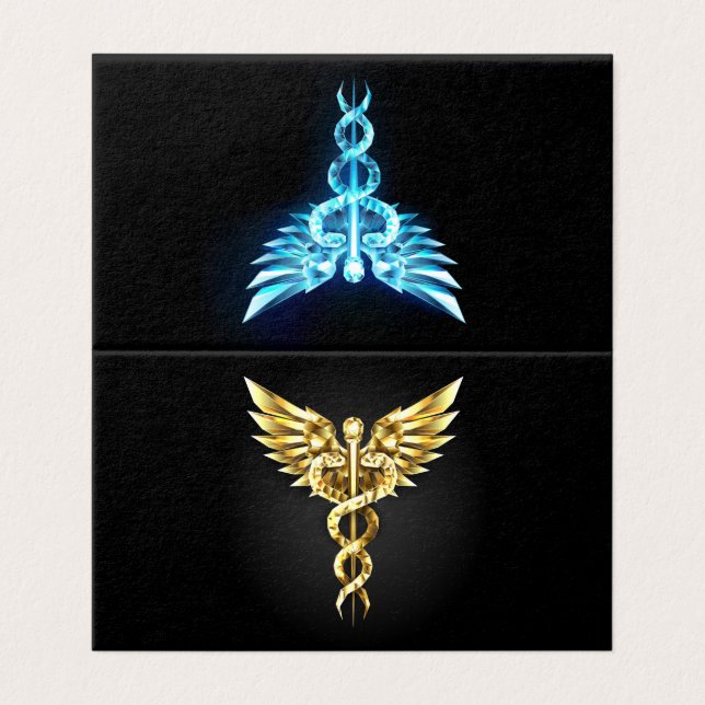 Gold Polygonal Symbol Caduceus (Outside Unfolded)