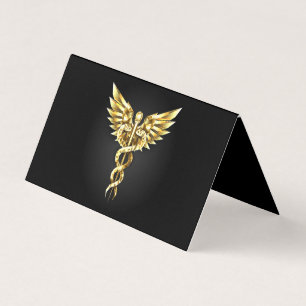 Gold Polygonal Symbol Caduceus