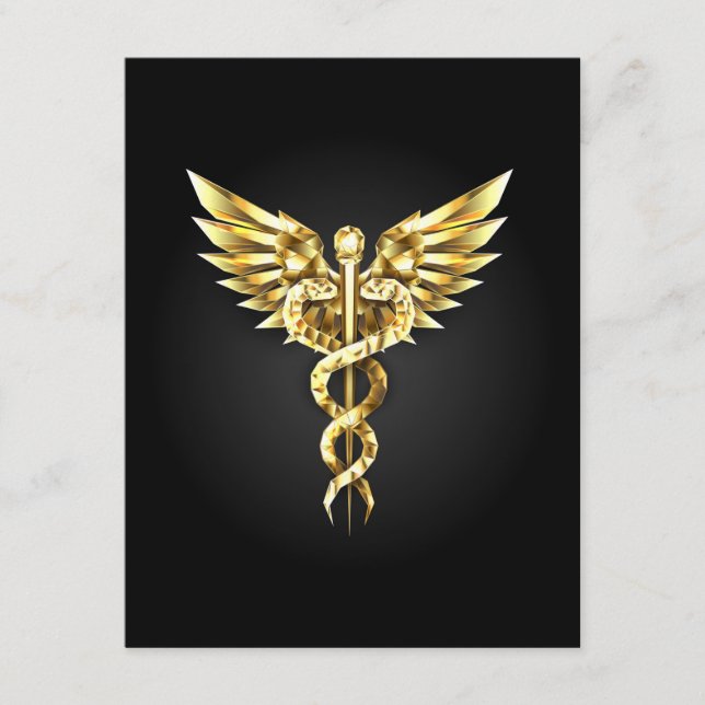 Gold Polygonal Symbol Caduceus Advice Card (Front)