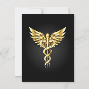 Gold Polygonal Symbol Caduceus Advice Card