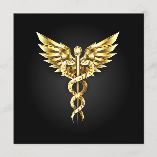 Gold Polygonal Symbol Caduceus Advice Card (Front)