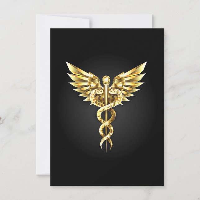 Gold Polygonal Symbol Caduceus Announcement (Front)