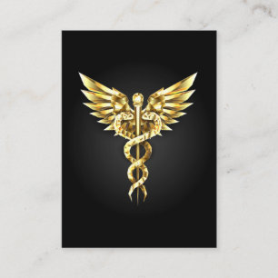 Gold Polygonal Symbol Caduceus Appointment Card