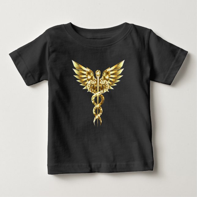Gold Polygonal Symbol Caduceus Baby T-Shirt (Front)