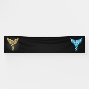 Gold Polygonal Symbol Caduceus Banner