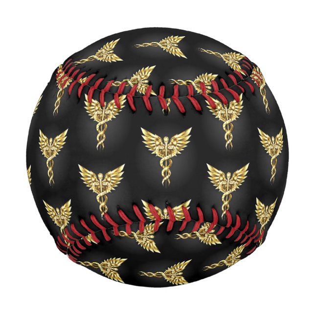 Gold Polygonal Symbol Caduceus Baseball (Front)