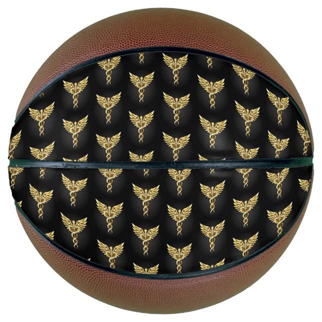 Gold Polygonal Symbol Caduceus Basketball (Front)
