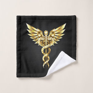 Gold Polygonal Symbol Caduceus Bath Towel Set