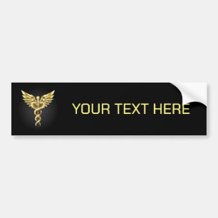 Gold Polygonal Symbol Caduceus Bumper Sticker