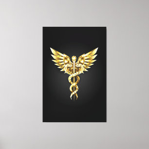 Gold Polygonal Symbol Caduceus Canvas Print