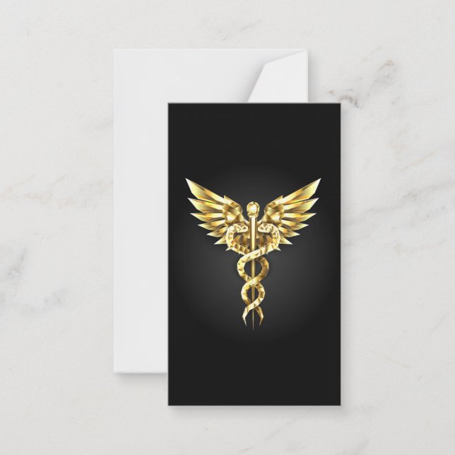 Gold Polygonal Symbol Caduceus Card (Front)
