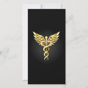 Gold Polygonal Symbol Caduceus Card