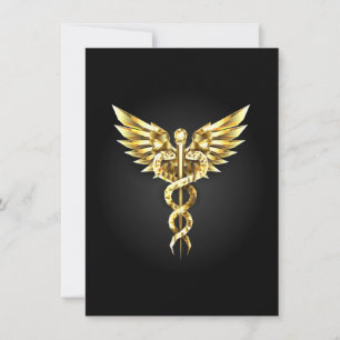 Gold Polygonal Symbol Caduceus Card