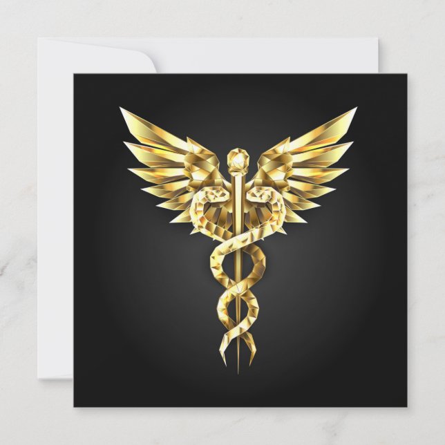 Gold Polygonal Symbol Caduceus Card (Front)