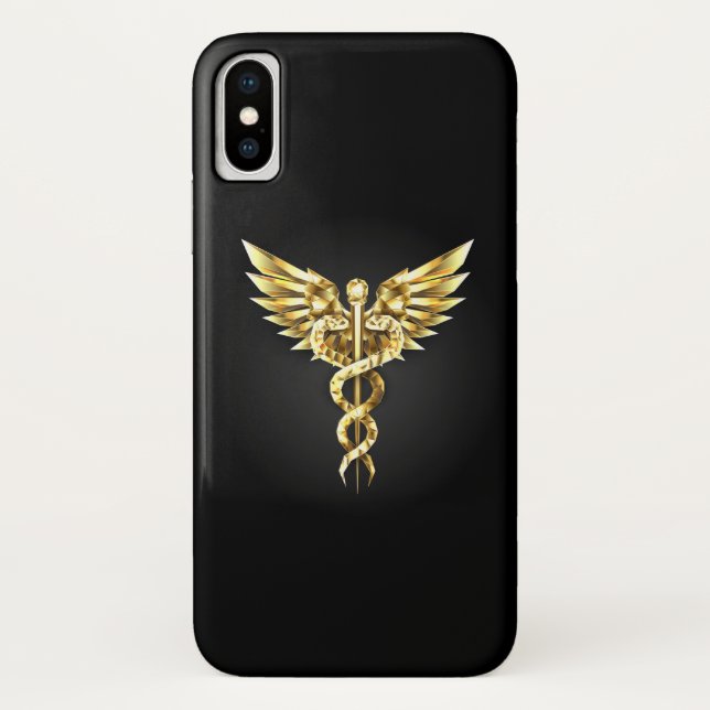Gold Polygonal Symbol Caduceus Case-Mate iPhone Case (Back)