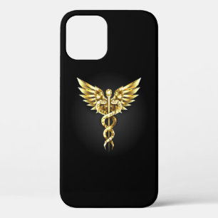 Gold Polygonal Symbol Caduceus iPhone 12 Case