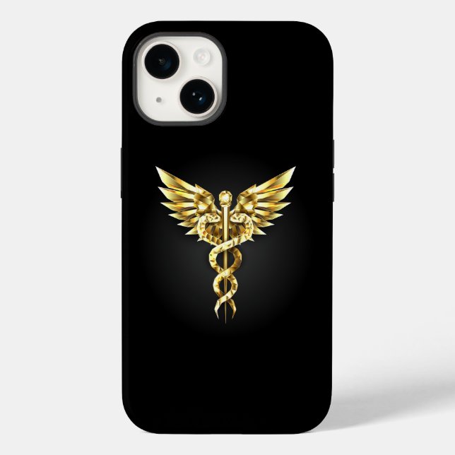 Gold Polygonal Symbol Caduceus Case-Mate iPhone Case (Back)