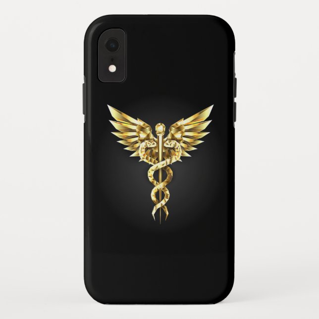 Gold Polygonal Symbol Caduceus Case-Mate iPhone Case (Back)