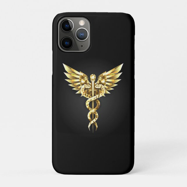 Gold Polygonal Symbol Caduceus Case-Mate iPhone Case (Back)