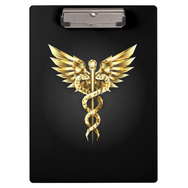 Gold Polygonal Symbol Caduceus Clipboard (Front)