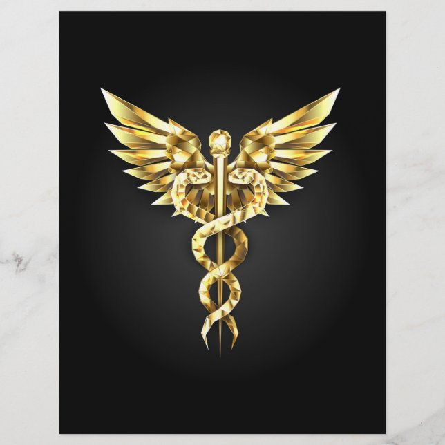 Gold Polygonal Symbol Caduceus Custom Letterhead (Front)