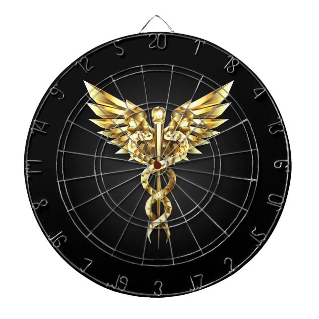 Gold Polygonal Symbol Caduceus Dartboard (Front)