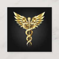 Gold Polygonal Symbol Caduceus