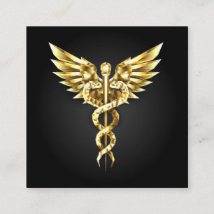 Gold Polygonal Symbol Caduceus Enclosure Card