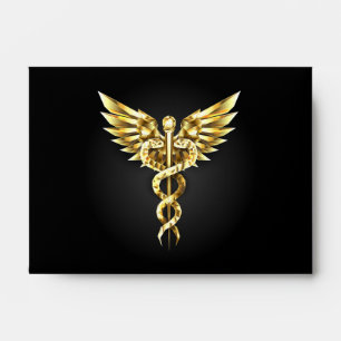 Gold Polygonal Symbol Caduceus Envelope