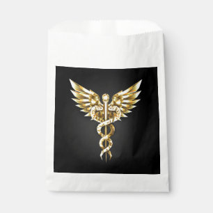 Gold Polygonal Symbol Caduceus Favour Bags