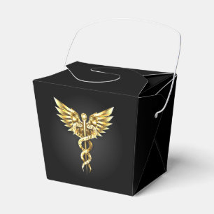 Gold Polygonal Symbol Caduceus Favour Box