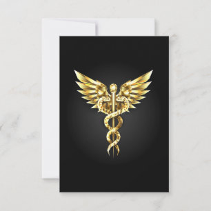 Gold Polygonal Symbol Caduceus Invitation