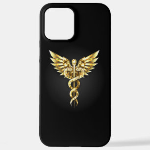 Gold Polygonal Symbol Caduceus iPhone 12 Pro Max Case