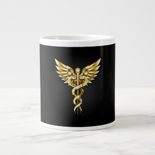 Gold Polygonal Symbol Caduceus Large Coffee Mug