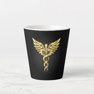 Gold Polygonal Symbol Caduceus Latte Mug