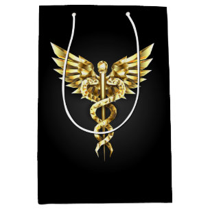 Gold Polygonal Symbol Caduceus Medium Gift Bag