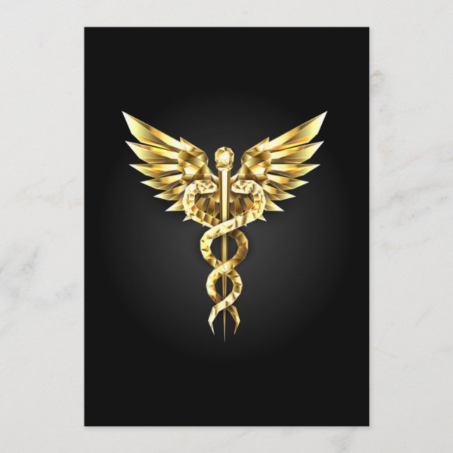 Gold Polygonal Symbol Caduceus Menu (Front)