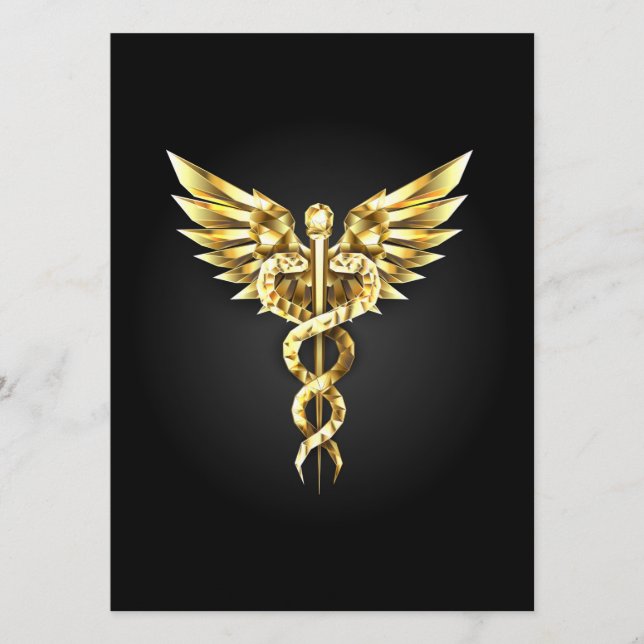 Gold Polygonal Symbol Caduceus Menu (Front)