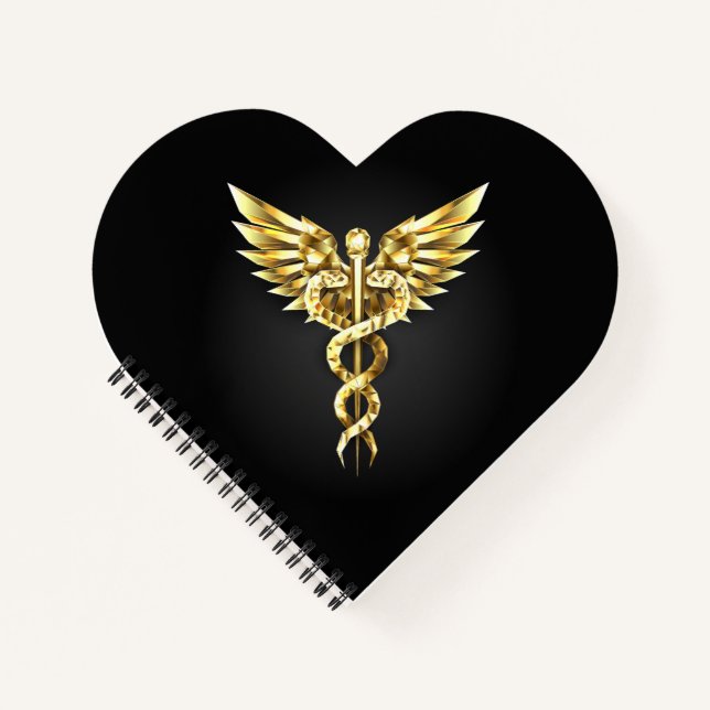 Gold Polygonal Symbol Caduceus Notebook (Front)